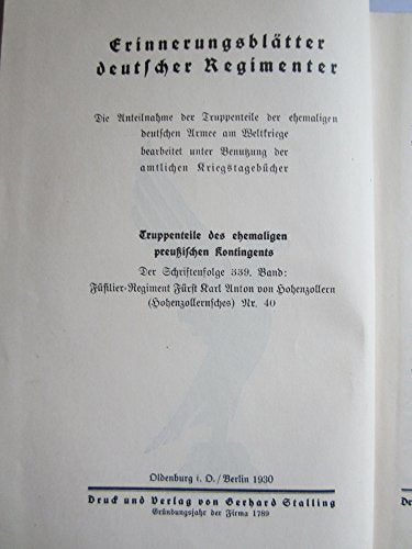 Die Hohenzollernfüsiliere im Weltkrieg 1914-1918.