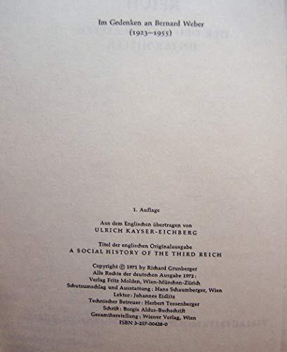 Grunberger Das zwölfjährige Reich. Eine Sozialgeschichte des national-sozialistischen Deutschland, der Deutschen Alltag unter Hitler, Molden, 542 Seiten