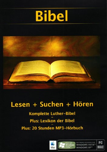 Bibel, Lesen + Suchen + Hören, 1 CD-ROM Komplette Luther-Bibel. Plus: Lexikon der Bibel. Plus: 20 Stunden MP3-Hörbuch. Für Windows 98, 2000, XP, Vista und Mac X (ab 10.3.X)