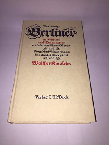 Der richtige Berliner in Wörtern und Redensarten