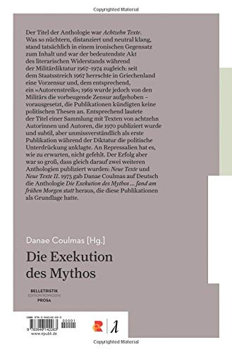 Die Exekution des Mythos: Edition Romiosini/Belletristik (Belletristik: Prosa)