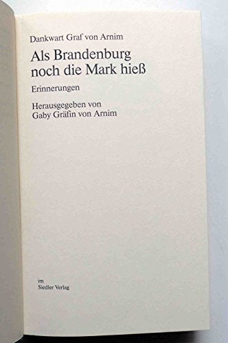 Als Brandenburg noch die Mark hieß. Erinnerungen