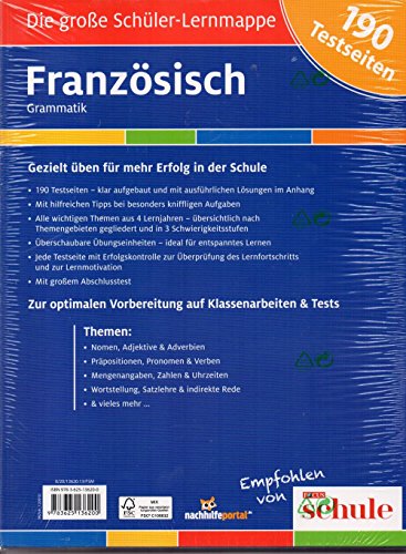 Französisch - Die große Schüler Lernmappe - 1. - 4. Lernjahr Grammatik