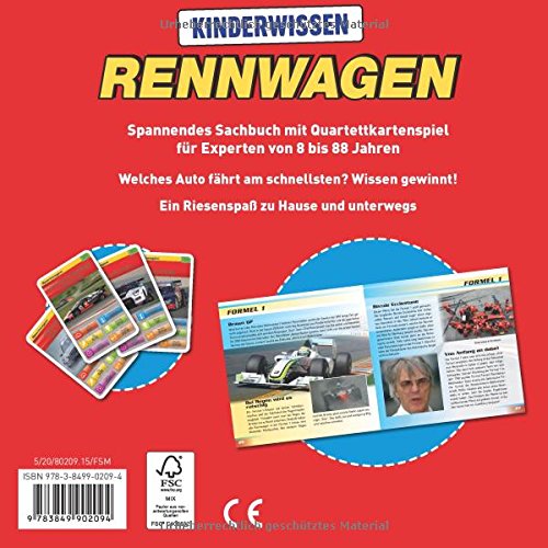 Kinderwissen Rennwagen: Buch mit 32 Quartettkarten